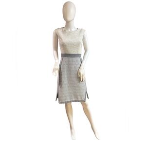 J.Crew Textured Sleeveless Sheath Dress Black White elegant Size 00 Work Office